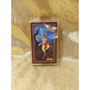 AEROSMITH NINE LIVES Cassette Tape 1997 Hard Rock Vintage 90s Music Cat Snakes